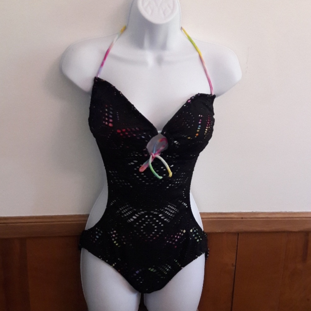 OP black/multi color Swimsuit sz Large